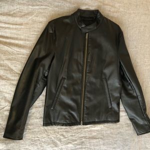 Uniqlo black faux leather biker jacket